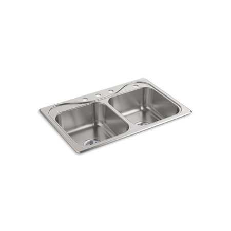 STERLING Southhaven Top-Mount Double-Equal Kitchen Sink, 33" X 22" X 8" 11402-4-NA